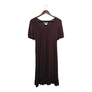 short sleeve burgundy dress.  Stretchy.  By Slinky Brand.  Size Small